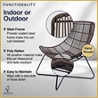 Finch Errol Woven Rattan 3pc Lounge Chair & Coffee Table Patio Set Black