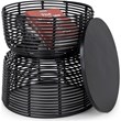 Finch Wyred Rattan Side Table with Removable Lid Hourglass Wicker Base Black