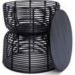 Finch Wyred Rattan Side Table with Removable Lid Hourglass Wicker Base Black