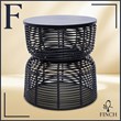 Finch Wyred Rattan Side Table with Removable Lid Hourglass Wicker Base Black