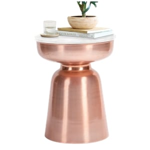 Finch Adler Metal Accent Side Table 16 Hourglass Shape Ivory White Rose Gold