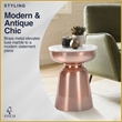 Finch Adler Metal Accent Side Table 16 Hourglass Shape Ivory White Rose Gold