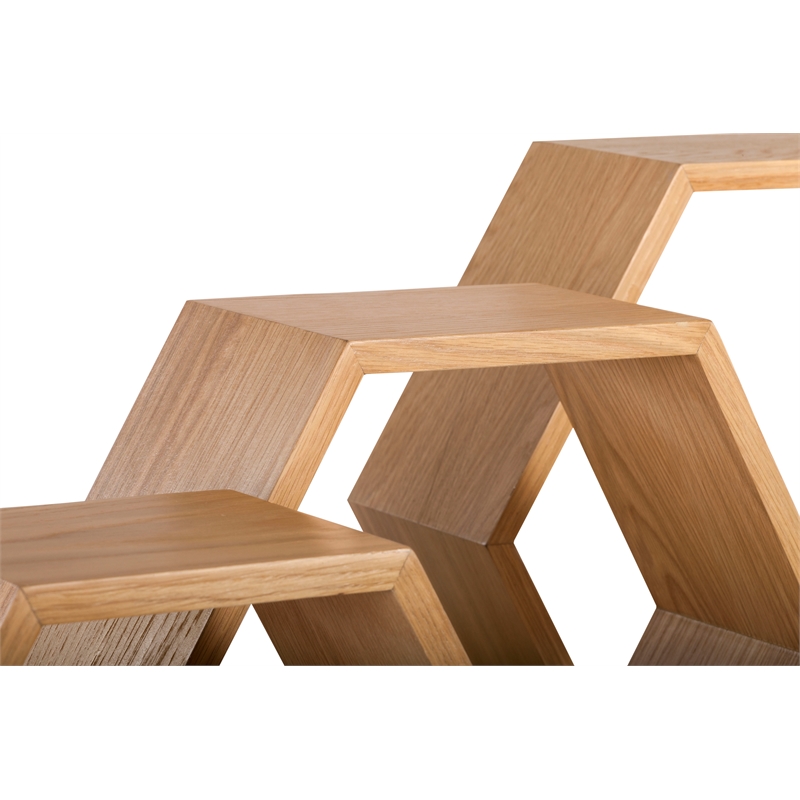 Universal Expert Abacus Hexagon Shelves Set of 3 Modern Oak