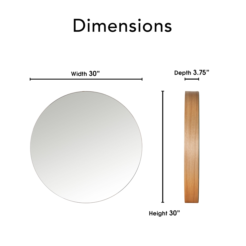Universal Expert Remus Round Mirror Modern Oak