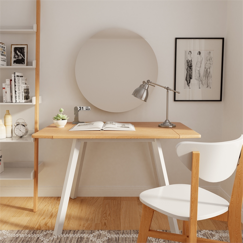 Universal Expert Abacus Extendable Dining Table Modern Oak and White