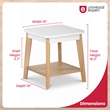 Universal Expert Remus Square Side Table Modern Oak Wood White Color