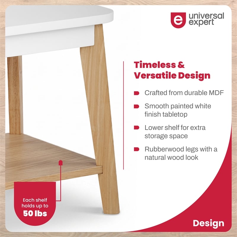 Universal Expert Remus Square Side Table Modern Oak Wood White Color
