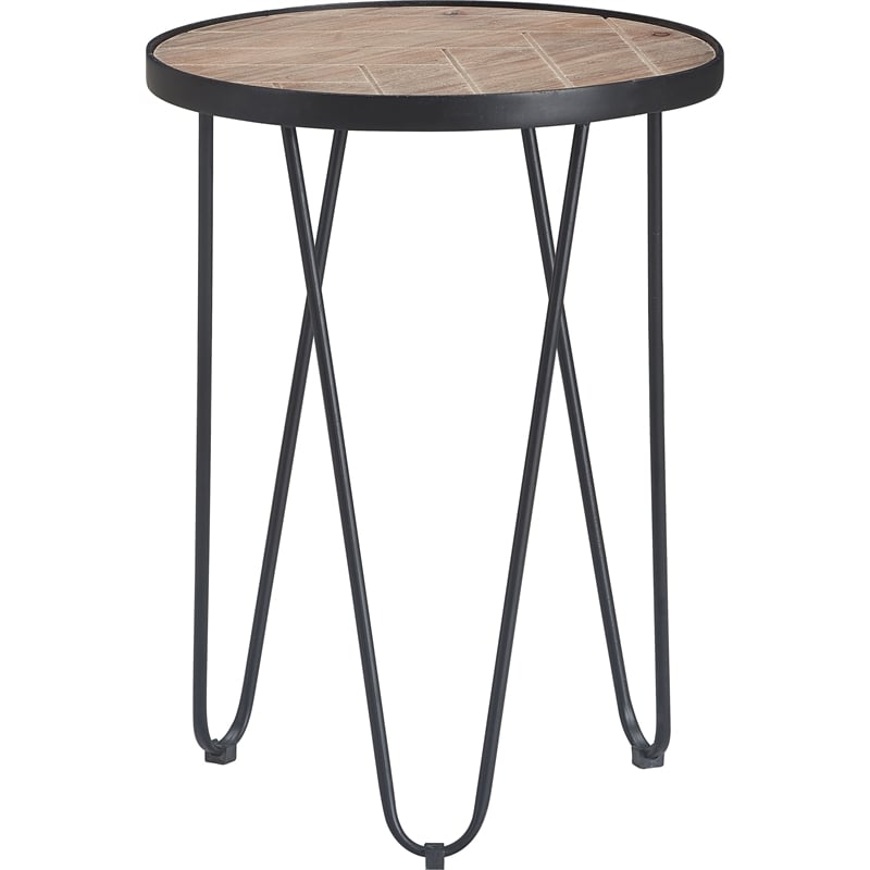 ClickDecor Farmhouse Side Table Wood and Black Metal