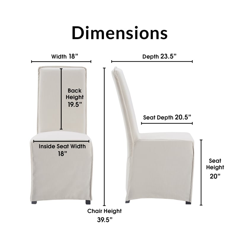 Finch Grayson Parsons Dining Chairs with Removable Slipcover Set of 2 Ivory