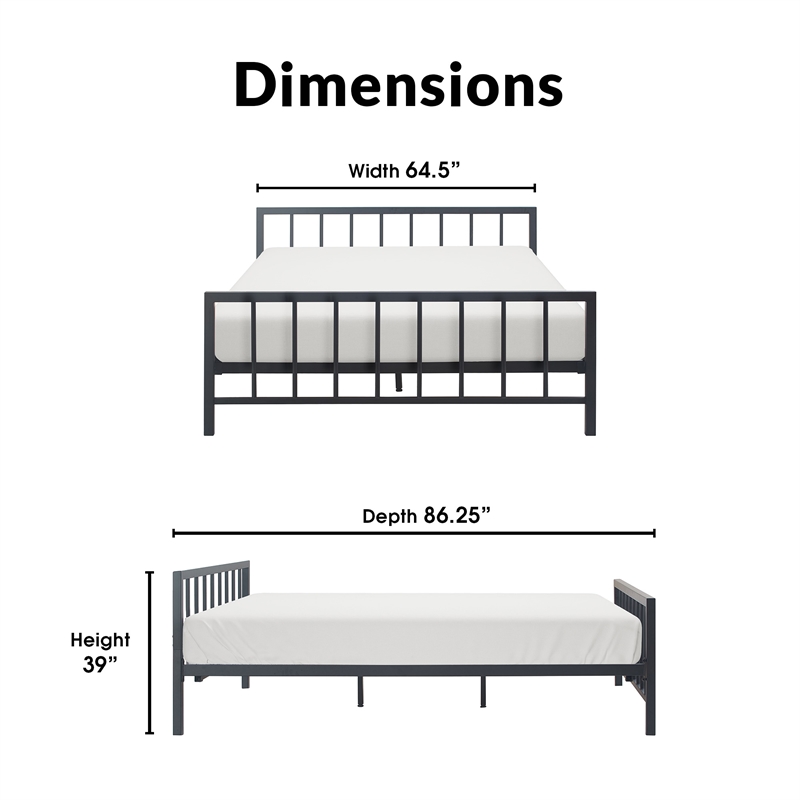 ClickDecor Evans Modern Metal Platform Queen Bed in Black