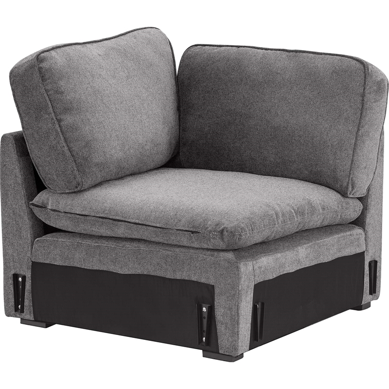 Click Decor Modular Fabric Corner Chair in Charcoal