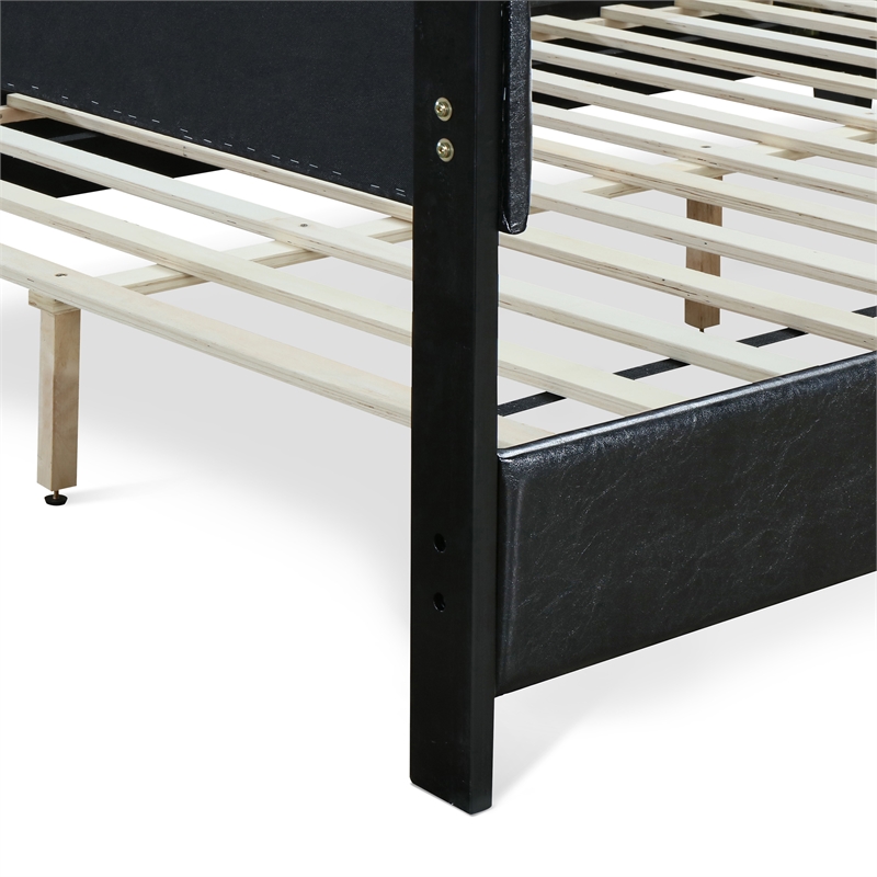 ClickDecor Hudson Leather Bed Queen Black