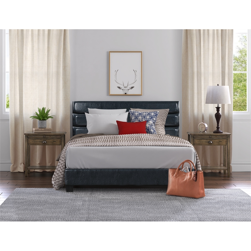 ClickDecor Hudson Leather Bed Queen Black