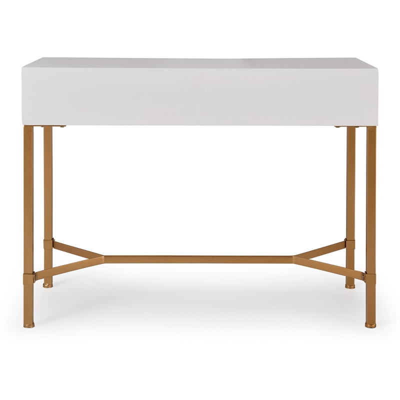 Adore Decor Jupiter Modern 2-Drawer Wood Desk Console Table in White