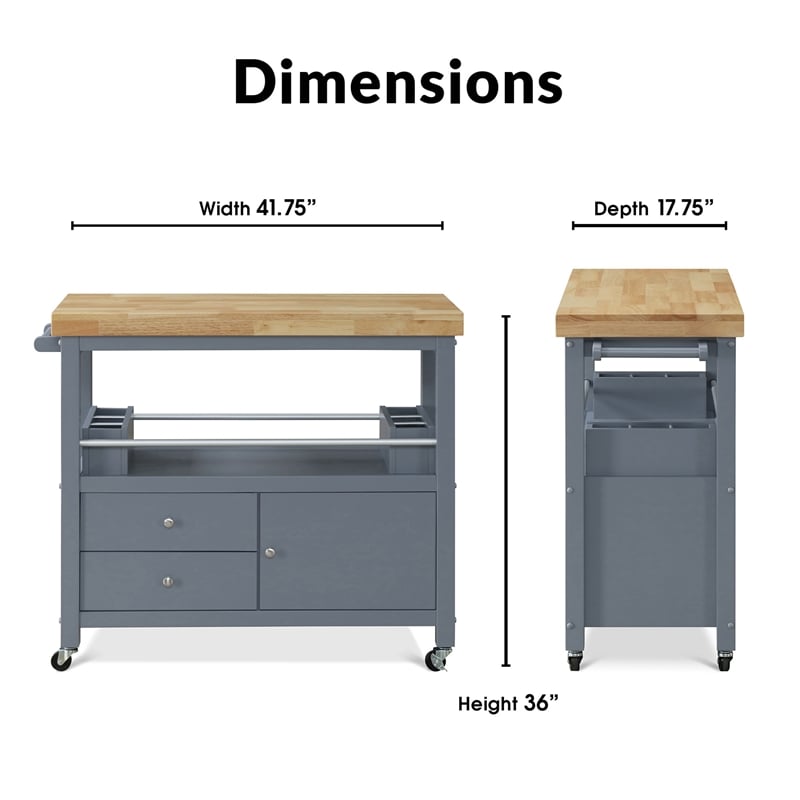 ClickDecor Anson Kitchen Cart Gray