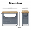 ClickDecor Anson Kitchen Cart Gray