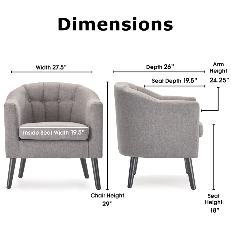 Adore Decor Ivey Modern Tufted Fabric Accent Chair in Gray