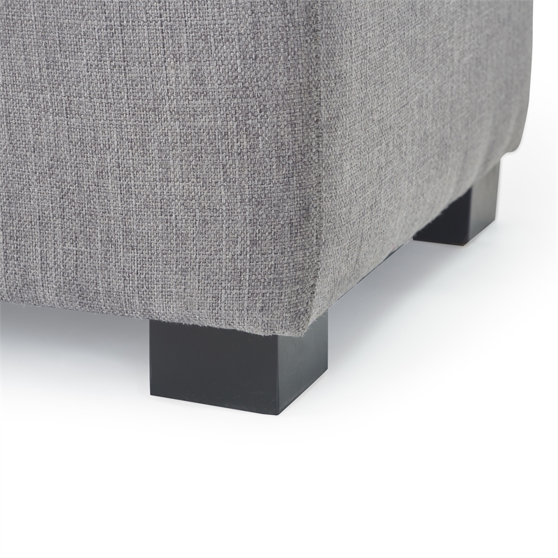 Adore Decor Arlo Wood and Tufted Linen Storage Bench in Gray