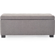 Adore Decor Arlo Wood and Tufted Linen Storage Bench in Gray