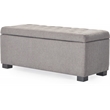 Adore Decor Arlo Wood and Tufted Linen Storage Bench in Gray