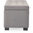 Adore Decor Arlo Wood and Tufted Linen Storage Bench in Gray