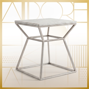 Adore Decor Audrey Tall Silver Marble Side Table