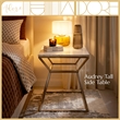 Adore Decor Audrey Tall Silver Marble Side Table