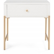Adore Decor Jupiter Wood 1-Drawer Geometric Textured End Table in White/Gold