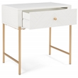 Adore Decor Jupiter Wood 1-Drawer Geometric Textured End Table in White/Gold