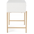 Adore Decor Jupiter Wood 1-Drawer Geometric Textured End Table in White/Gold