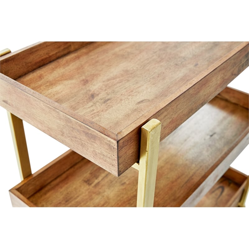 Adore Decor Riley Wooden Kitchen Bar Cart Gold