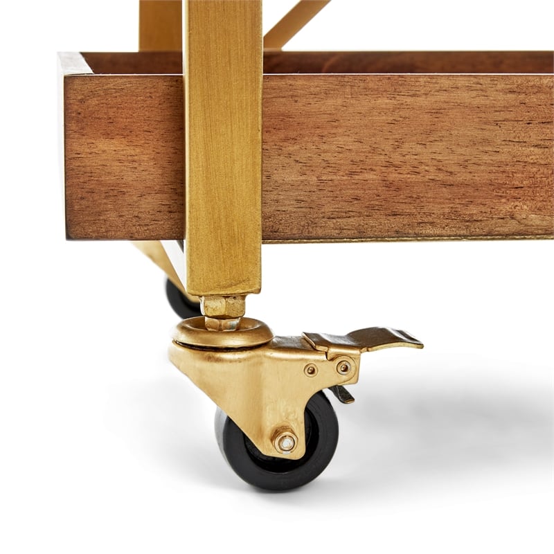 Adore Decor Riley Wooden Kitchen Bar Cart Gold