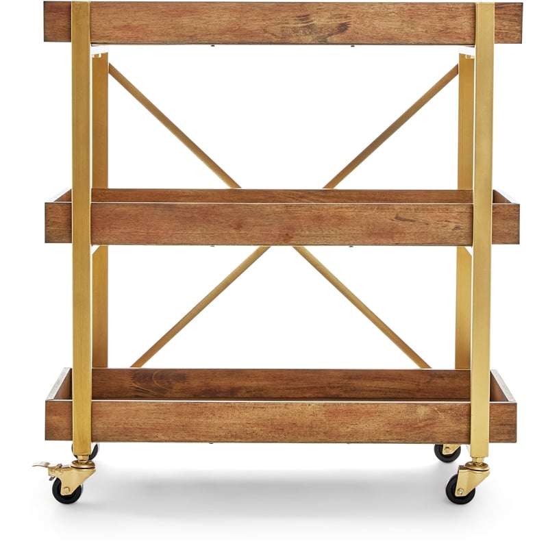 Adore Decor Riley Wooden Kitchen Bar Cart Gold