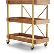 Adore Decor Riley Wooden Kitchen Bar Cart Gold