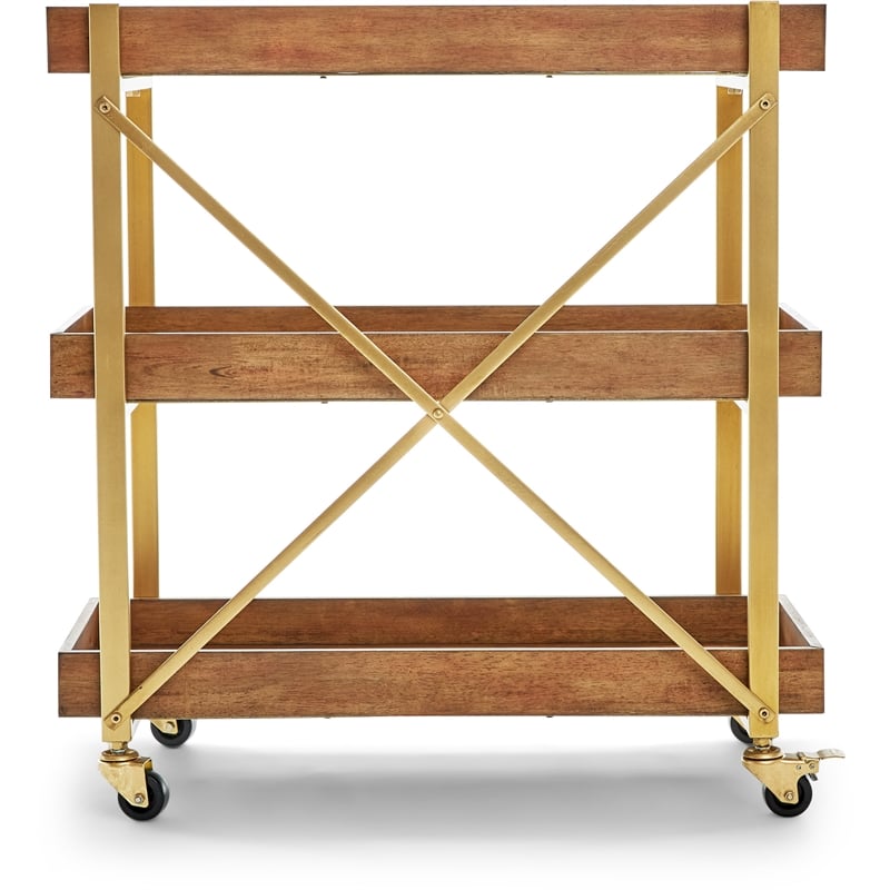 Adore Decor Riley Wooden Kitchen Bar Cart Gold