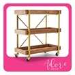 Adore Decor Riley Wooden Kitchen Bar Cart Gold