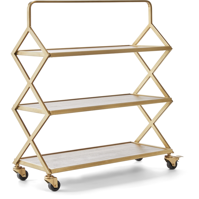 Adore Decor Hudson Wooden Kitchen Bar Cart Gold