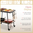 Adore Decor Felix 2 Tier Kitchen Bar Cart Rustic Wood and Metal Black Color
