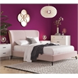 Adore Decor Adele Wingback Upholstered Platform Bed Queen Size Blush Pink