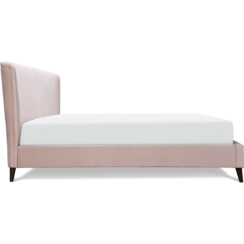 Adore Decor Adele Wingback Upholstered Platform Bed Queen Size Blush Pink