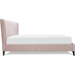 Adore Decor Adele Wingback Upholstered Platform Bed Queen Size Blush Pink