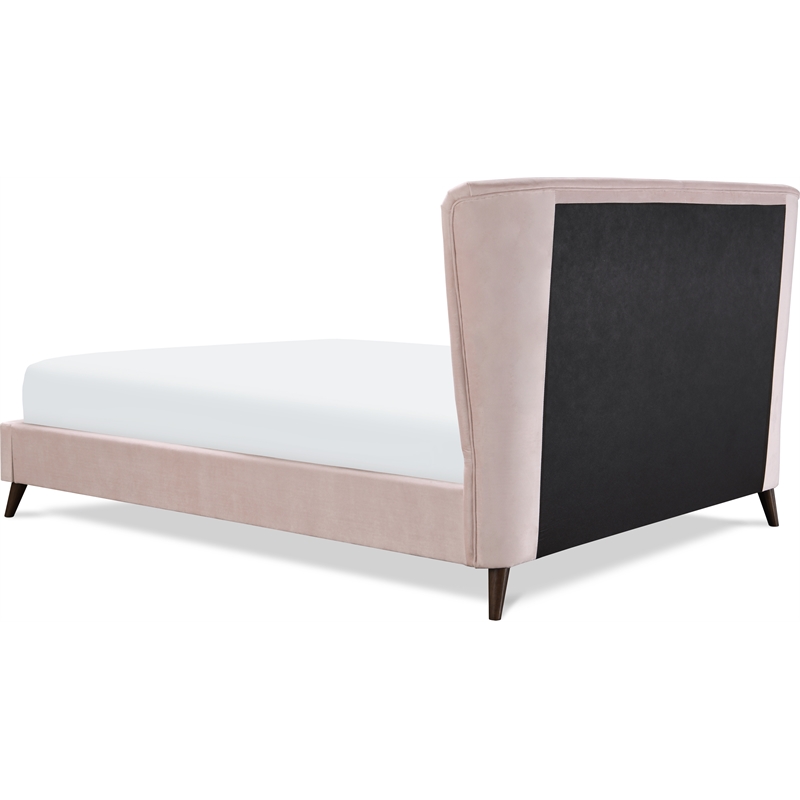 Adore Decor Adele Wingback Upholstered Platform Bed Queen Size Blush Pink
