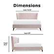 Adore Decor Adele Wingback Upholstered Platform Bed Queen Size Blush Pink