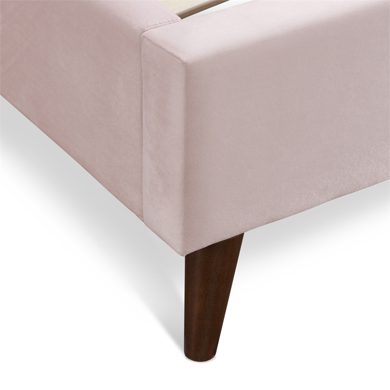 Adore Decor Adele Wingback Upholstered Platform Bed Queen Size Blush Pink