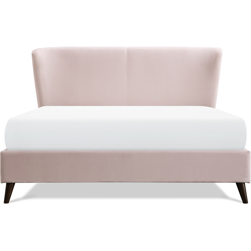 Adore Decor Adele Wingback Upholstered Platform Bed Queen Size Blush Pink