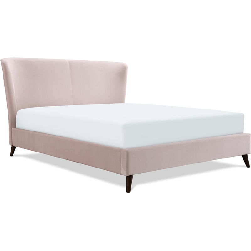 Adore Decor Adele Wingback Upholstered Platform Bed Queen Size Blush Pink