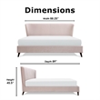 Adore Decor Adele Wingback Upholstered Platform Bed King Size Blush Pink