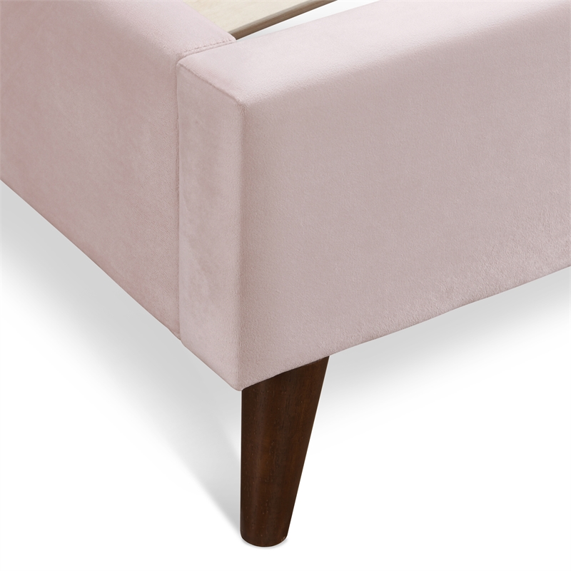 Adore Decor Adele Wingback Upholstered Platform Bed King Size Blush Pink