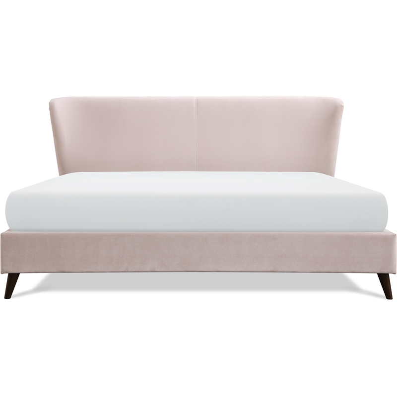 Adore Decor Adele Wingback Upholstered Platform Bed King Size Blush Pink
