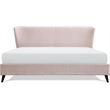 Adore Decor Adele Wingback Upholstered Platform Bed King Size Blush Pink